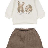 COMPLETO FELPA STRETCH INVERNALE E PELLICCIA BABY GIRL