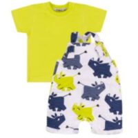 COMPLETO CORTO SALOPETTE + T-SHIRT M/C JERSEY STRETCH BABY BOY